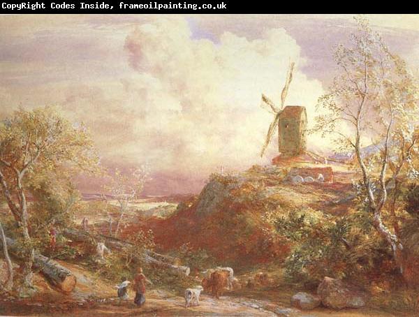 Samuel Palmer,OWS Landscape with Windmill,Figures and Cattle (mk46)